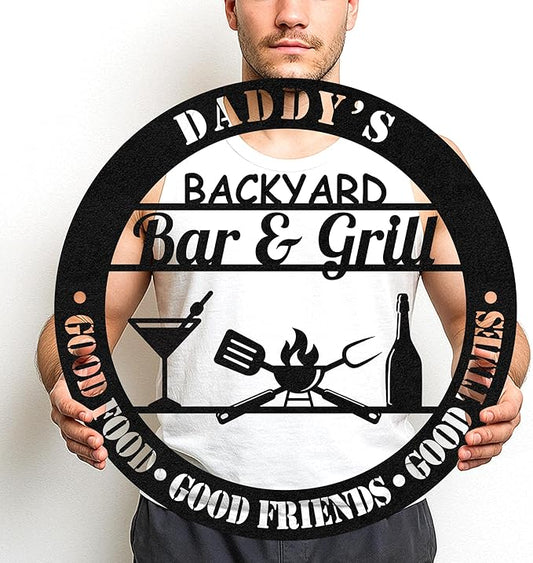 Custom BBQ Metal Sign Personalized Grill Name Wall Art for Outdoor Kitchen Patio Backyard Decor Fathers Gift for Dad Grandpa Husband Barbecue Smoker Area Sign, Grilling Lover Gifts 36