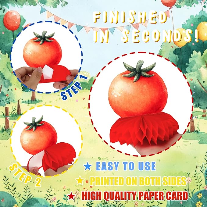 BabyQ Baby Shower Centerpieces – 12 PCS BBQ Honeycomb Table Decorations, Backyard Picnic Summer Baby Shower Décor