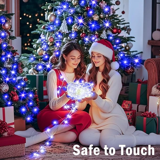 SAUIRS 197FT 500 LED Christmas Lights Outdoor String Lights with 8 Modes Timer Waterproof Fairy Light Plug in for Outside Indoor Party Xmas Palm Tree Yard Wedding Decorations(Blue)