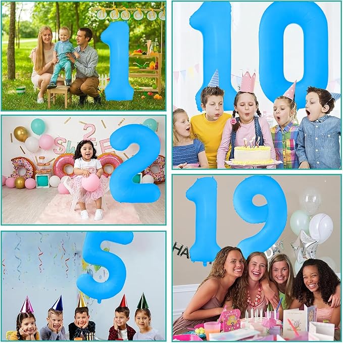 Fluorescent Blue Number Balloon 40 inch Giant Foil Helium Balloons Blue Number 9 Balloon for 9th Birthday Party Decorations