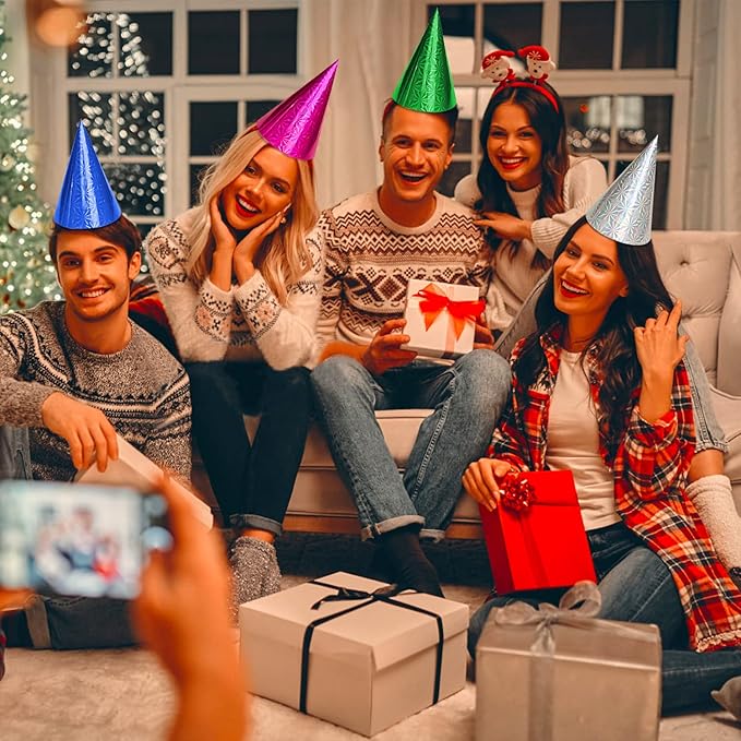 Birthday Party Hat Party Cone Hat,50 Pack Glitter Birthday Party Cone Hats Art Craft Caps Birthday Party Hats Party Hat for Kids Adults Pets (5.5 x 7.87 In)