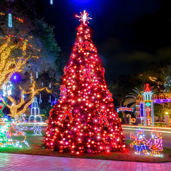 SAUIRS 403FT 1000 LED Christmas Lights Outdoor String Lights with 8 Modes Timer Waterproof Fairy Light Plug in for Outside Indoor Party Xmas Palm Tree Yard Wedding Decorations(Red)