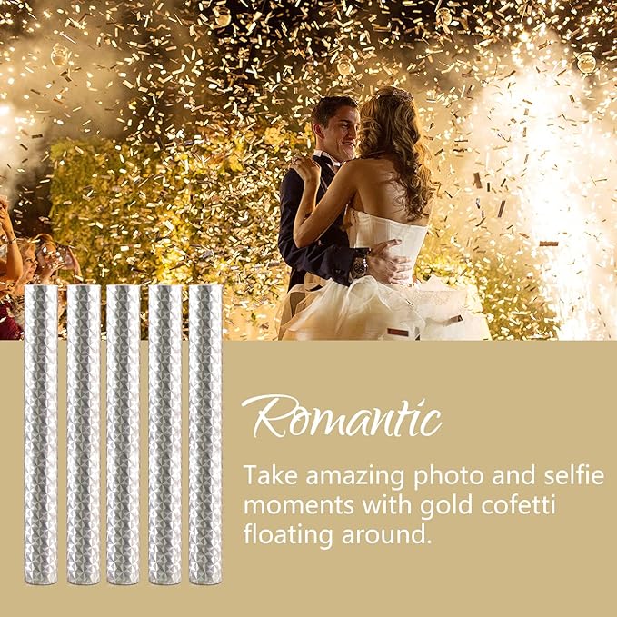 BATTIFE 16Pack Gold Metallic Confetti Sticks, Confetti Flick Flutter Shoots Popper for Graduation, Birthday Party, Wedding, Anniversary Parties Supplies, Square, 7.8inch