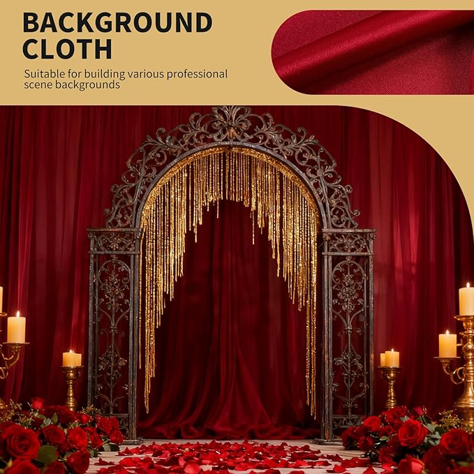 5x10FT Photo Stage Backdrop 2 Panels Curtains Drapes for Photography and Party(Burgundy)