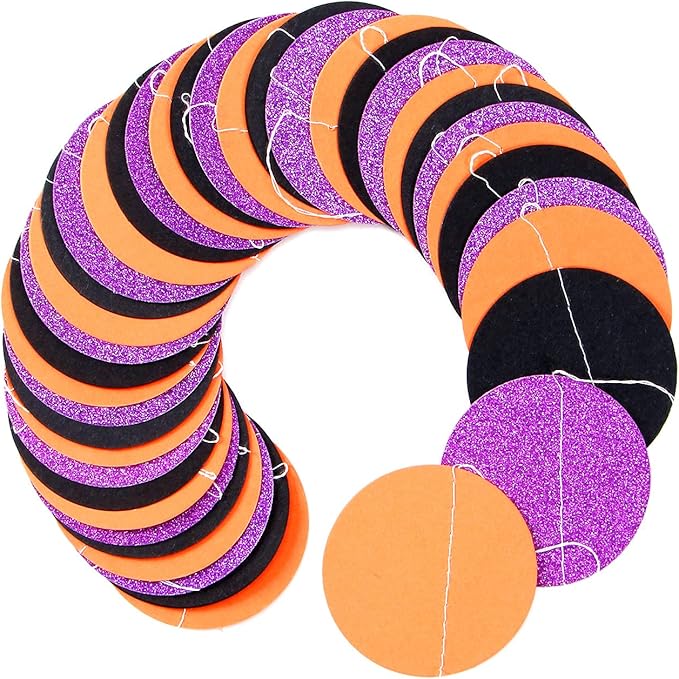 Black-Orange Purple Halloween Party-Decorations Streamers-Garland - 52ft Birthday Baby Shower Decorations Paper Banner, Graduation 2025 Glitter Hanging Decoration Bunting Supplies Lasting Surprise