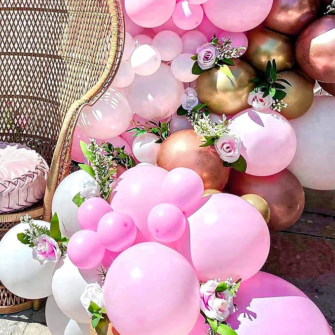 Labeol 151 pcs Pink Balloons Different Sizes Pack of 18 Inch 12 Inch 10 Inch 5 Inch Baby Pink Balloons for Birthday Baby Shower Wedding Anniversary Party Decorations