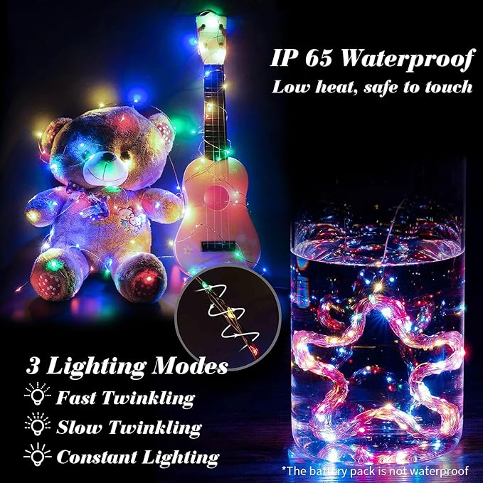 ZGWJ 8 Pack Fairy Lights Battery Operated, 7ft 20 Mini LED Fairy String Lights Silver Wire 3 Modes for DIY, Parties, Wedding, Bedroom, Halloween Christmas Decoration Multicolor