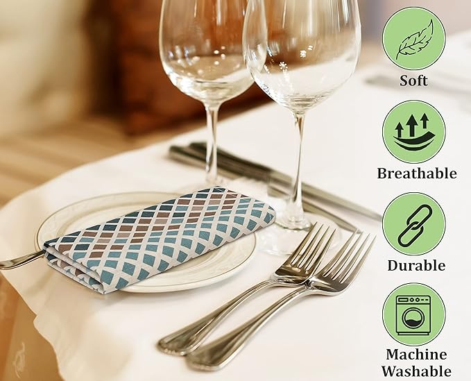 RUVANTI Cloth Napkins Set of 6 Cotton 100%, 18x18 Inches Napkins Cloth Washable, Soft, Absorbent. Cotton Napkins for Parties, Christmas, Thanksgiving, Weddings, Dinner Napkins Cloth - Faded