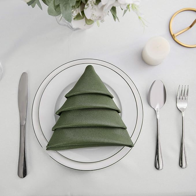 25pcs Polyester Cloth Napkins - 17 x 17 inch Willow Washable Dinner Napkins with Hemmed Edges for Restaurant/Wedding/Hotel(25,Willow)