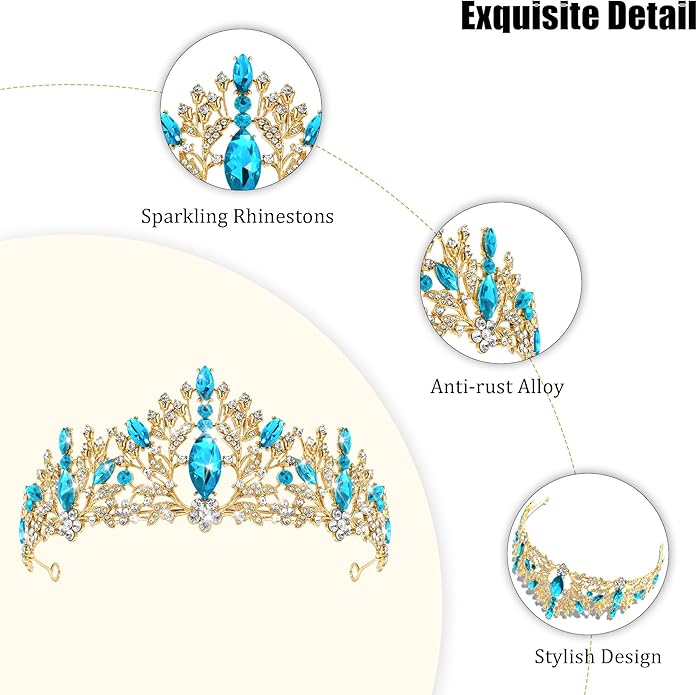 TAROSE Crowns for Women and Girls, Queen Crystal Gold Silver Tiaras with White Rhinestone and Combs, Goddess Crown for Wedding Bride Birthday Princess Bridal Shower Hair Accessories for Women
