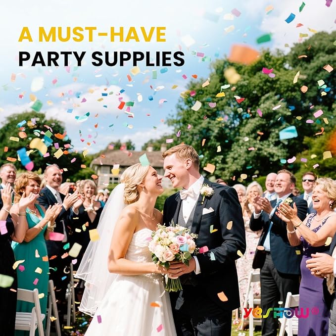 Confetti Cannon Party Poppers Biodegradable Shooters, (6 Pack) YESHOW Multicolor Confetti Blaster for Birthday Graduation Wedding Christmas New Year’s Eve
