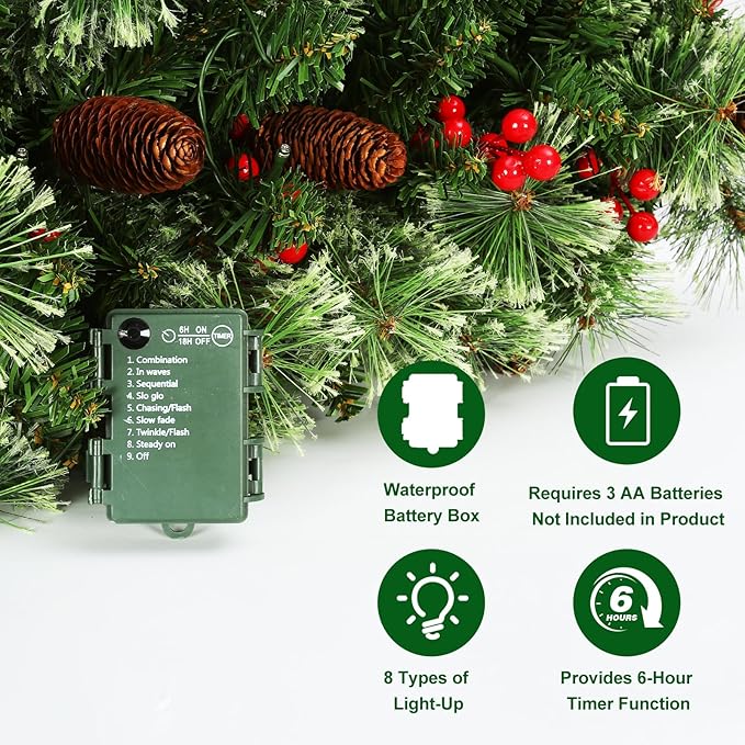 Joyhalo 3FT Christmas Tree Table Top, Small Pre Lit Christmas Tree, Artificial Xmas Tree with 135 Branches 70 Lights Battery Powered for Apartment Office Holiday Party Decor