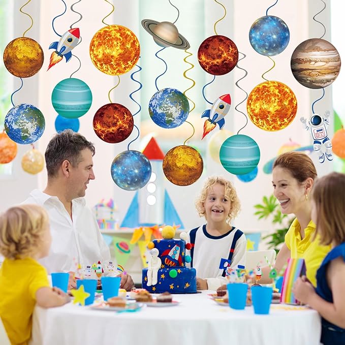 40Pcs Solar System Hanging Swirl Decorations, Outer Space Party Ceiling Hanging Swirls Space Themed Party Swirls Streamers for Space Themed Birthday Baby Shower Party Decor Supplies