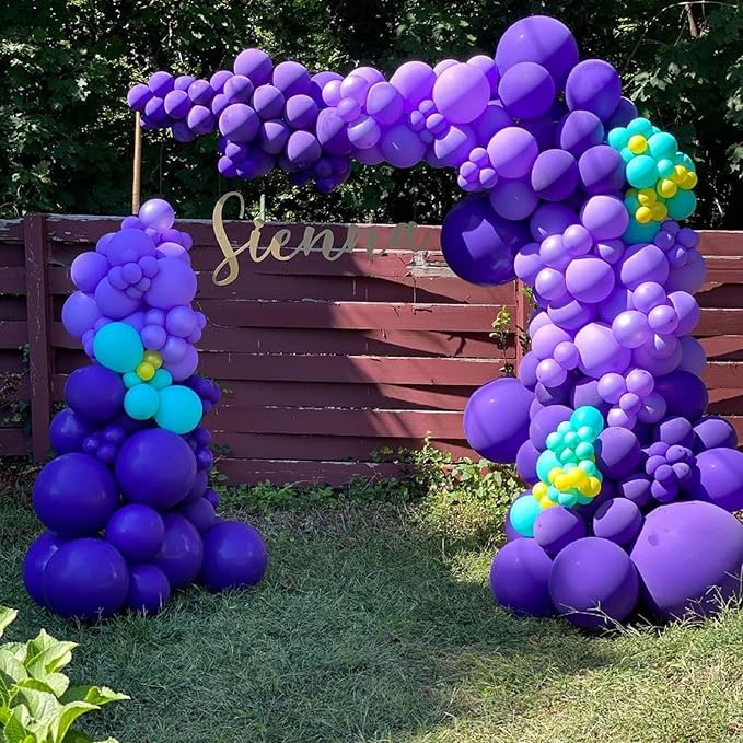 Purple Balloons, 113Pcs Different Sizes Lavender Balloon Garland Arch Kit, 5 10 12 18inch Lilac Latex Helium Balloons Dark Purple Butterfly Party Balloons for Birthday Wedding Halloween Decorations