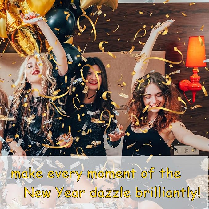 16 Inch [6 Pack] Golden Confetti Cannon Party Poppers Party Supplies, Air Powered | Launches 20-25ft | Celebrations,Graduation ceremony,Birthdays,New Years Eve,Christmas and Weddings (golden)