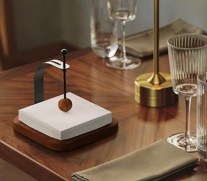 Napkin Holder for Table, Wood Napkin Holders for Paper Napkins, Cocktail Napkin Holder, Suitable for Kitchen, Restaurant, Bar, Office, Parties, Home Décor, Hotel, Cafe (Walnut Wood)