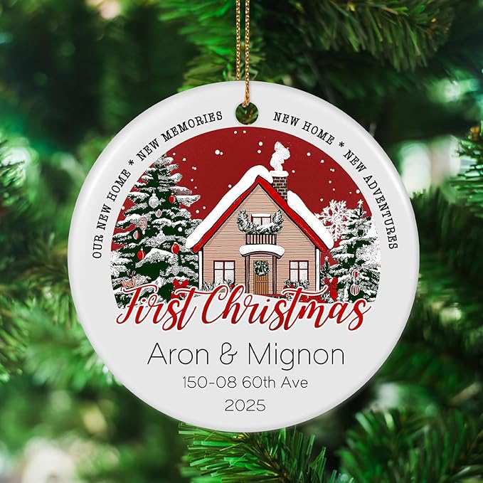 Personalized First Christmas Married Ornament 2025, Custom Engaged Christmas Ornaments with Names, Customized Wedding Engagement Gifts for Newlywed Couples Him Her