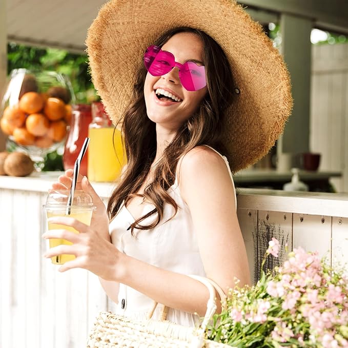 12 Pack Heart Sunglasses for Women Transparent Heart Glasses for Bachelorette Birthday Party Favor Gifts