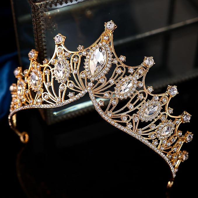 Crystal Princess Queen Tiara - Birthday Rhinestone Crowns Headband for Women Wedding Halloween Prom Pageant Party Coming of Age Ceremony Photo Props （HG057-White）