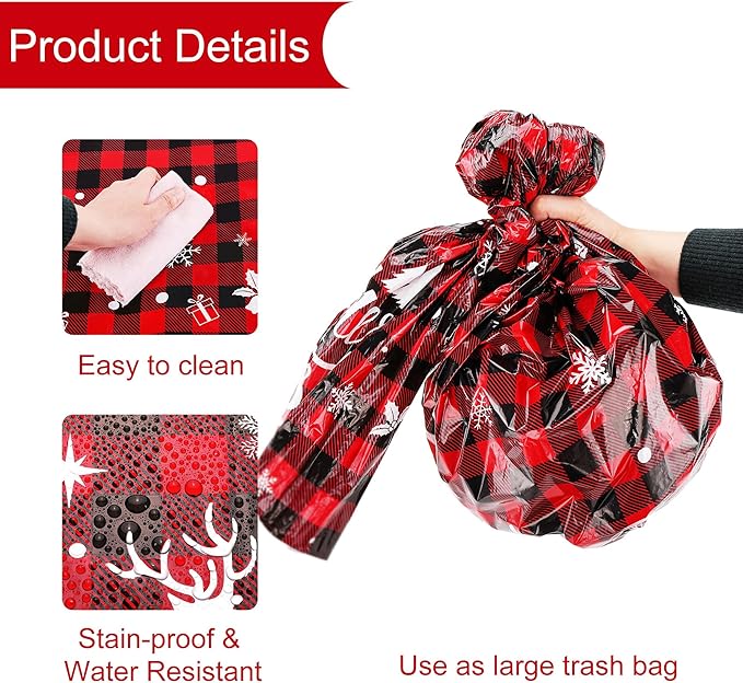 Mornajina 4 Pack 108 x 54 Inch Buffalo Plaid Plastic Tablecloths Rectangle Disposable Xmas Tablecloths Christmas Table Cover for Christmas Party Decoration