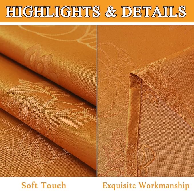 SASTYBALE Thanksgiving Tablecloths for Rectangle Tables Jacquard Fall Table Cloth with Pumpkins and Vines Stain Resistant Table Cover for Autumn Harvest, Dining, Party Decor (60 x 102 Inch, Brown)