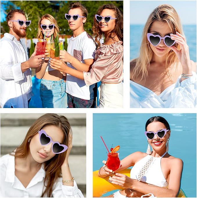 5/10/20 Pack Heart Sunglasses Bachelorette Vintage Heart Shaped Glasses for Wedding Bridesmaid Party Favor