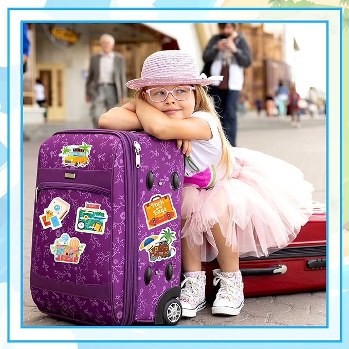 24 Sheets Travel Stickers for Kids, 470Pcs Outdoor Stickers Summer Crafts Sticker Sheets for Reward Water Bottles Scrapbooking Gifts Bags Cards Decor Party Favors Supplies
