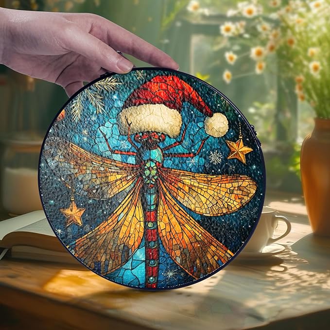Damselfly Dragonfly Stained Glass Window Hanging Decor - Damselfly Dragonfly Christmas Hanging Ornament - Damselfly Dragonfly Christmas Decor - Wall Decor for Indoor Outdoor - Xmas Gift for Home Decor