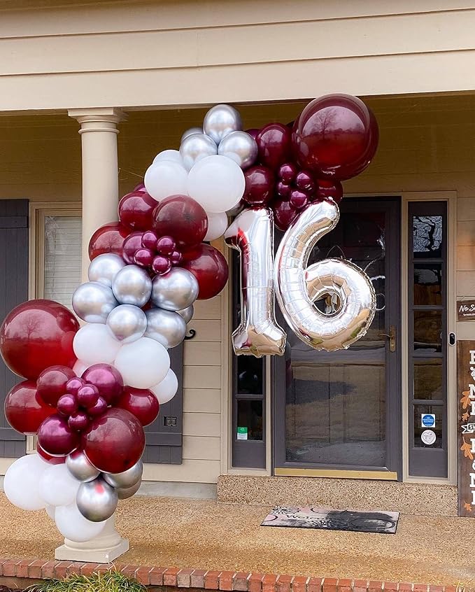 40 Inch Silver 16 Number Balloons Giant 16 or 61 Balloons Silver Birthday 16 Balloons 16th Birthday Anniversary Party Decorations Supplies
