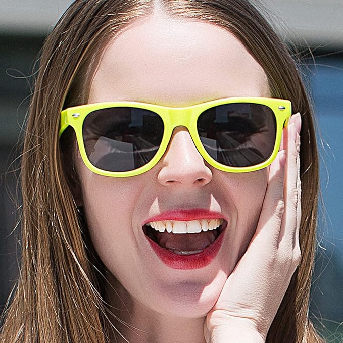 12 Pack Neon Colors Sunglasses Classic Retro Party Favors Sunglasses for Unisex Adult