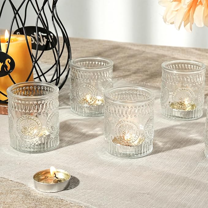 30pcs Clear Votive Candle Holders, 2x2.5in Clear Glass Tea Light Candle Holder for Home, Votives for Fall Wedding Decor, Party, Christmas Decor & Gifts