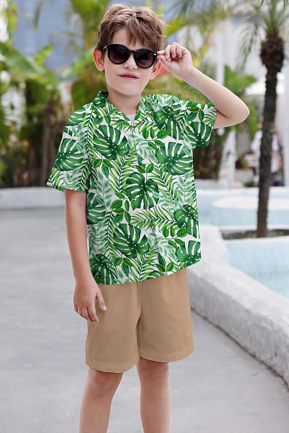Cromoncent Matching Hawaiian Outfits for Family, Dad and Son Matching Luau Beach Tropical Shirts Mommy Daughter Tropical Sets