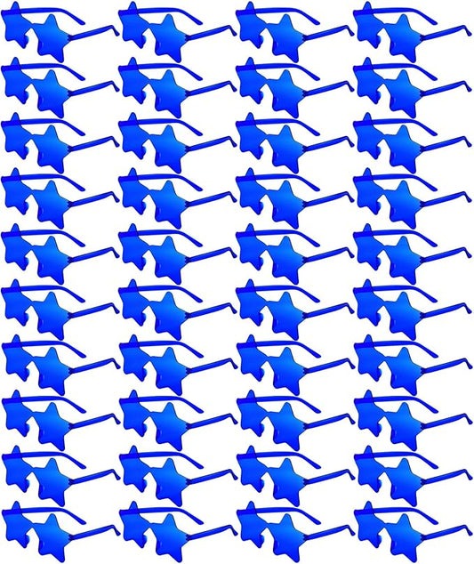 PLULON 40 Pairs Navy Blue Star Sunglasses Rimless Star Shape Sunglasses Party Star Glasses Bulk Bachelorette Sunglasses Star Party Favors for Birthday Beach Kids Adult
