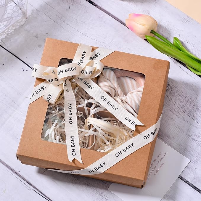 Ribest Cotton Oh Baby Ribbon, 5/8 inch × 10 Yard, Natural Cream Ribbon for Wrapping Crafts Bows Birthday Decoration