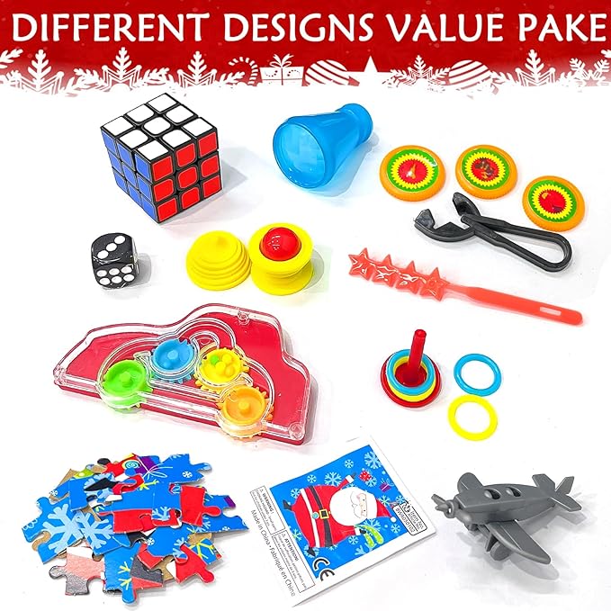 10 Pack Non-Snap Christmas Table Party Favors with Party Hats Joke Little Gifts for Kids Adults, Christmas Cute Characters Design, Xmas Seasonal Holiday Dinner Traditions Supplies