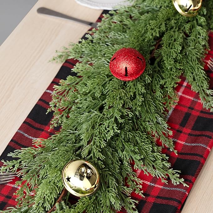 9FT Christmas Garland, Artificial Pine Needle Cypress Garlands, Realistic Pine Cypress for Decoration Christmas Table Mantle Wall Room Outdoor Indoor Holiday Winter Decor
