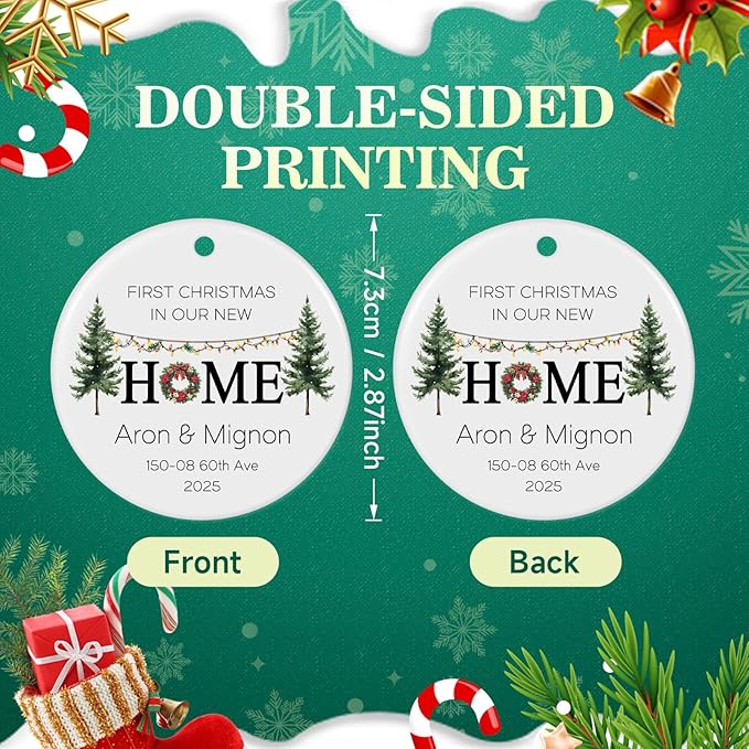 Personalized First Christmas in Our New Home Ornament 2025, Housewarming Gifts New House Photo Christmas Ornaments Christmas Tree Decoration, House Warming Gifts for Couples Owners Men Women