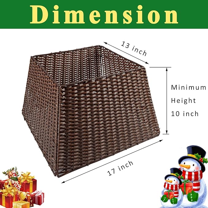 BAYN Christmas Tree Collar Skirt, Rattan Wicker Xmas Tree Collar Basket Ring Base Stand Cover for Christmas Decoration