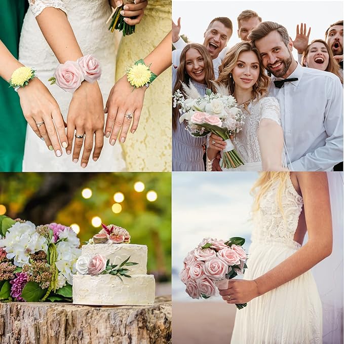 JOYLEX Artificial Flowers Realistic Roses, 50pcs Real Looking Fake Roses with Stem for DIY Wedding Bouquets Centerpieces Bridal Shower Party Home Romantic Decorations (Light Pink)