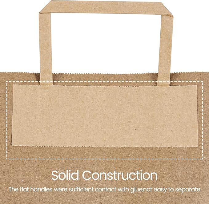 GSSUSA Brown Paper Bags with Handles 200 Pack Brown Gift Bags10 X5 X13 Kraft Paper Bags, for Shopping, Retail and Grocery -Take Out Bag