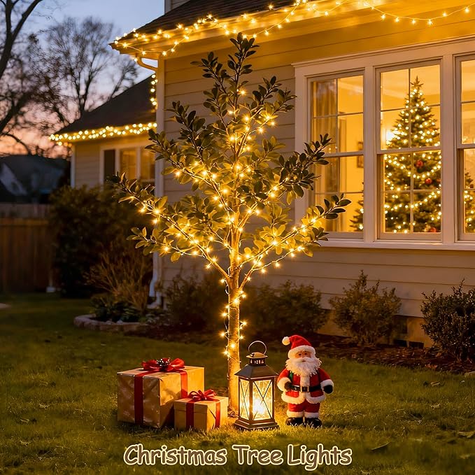 JMEXSUSS 100 LED Warm White Christmas Lights, Indoor String Light Bedroom 8 Modes Christmas Tree Lights Plug in, 33ft Connectable Fairy Twinkle Light Outdoor for Home Garden Xmas Tree Decor