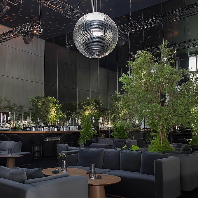 Yescom 20" Large Disco Ball Mirror Big Hanging Glass Decoration for 70s 80s Party Events Wedding DJ Dance Club Bar Stage Lighting Business Holiday Home Decor Silver