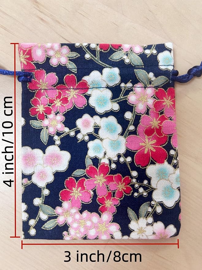 Autupy 20 Pieces 3 x 4 inches Small Floral Drawstring Gift Bags Cotton Jewelry Pouches Sacks for Bridal Shower Birthday Wedding