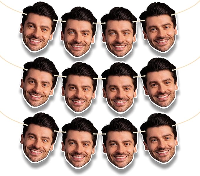 Custom Face Garland Banner – Personalized Photo Head Cutout Party Décor – Funny Custom Bachelorette, Birthday, Wedding, or Graduation Banner – Face Garland by FunPrintsByUSP