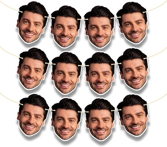 Custom Face Garland Banner – Personalized Photo Head Cutout Party Décor – Funny Custom Bachelorette, Birthday, Wedding, or Graduation Banner – Face Garland by FunPrintsByUSP