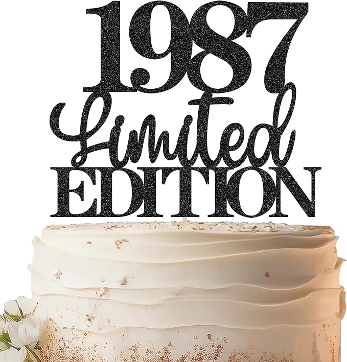 Limited EDITION 1987 Cake Topper - Black Glitter Happy 38th Birthday Party Cake Decoration Supplies, Cheer to 38 Years Cake Bunting Decor for 38th Birthday Party Photo Booth Props