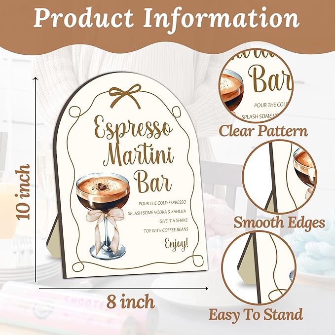 Espresso Bar Wooden Table Sign, Espresso Bar Sign for Baby Shower, Bride Shower, Baby Shower Table Signs, Coffee Station Welcome Board, Coffee Board for Wedding Party, Babies Party Decor 8x10 Inch