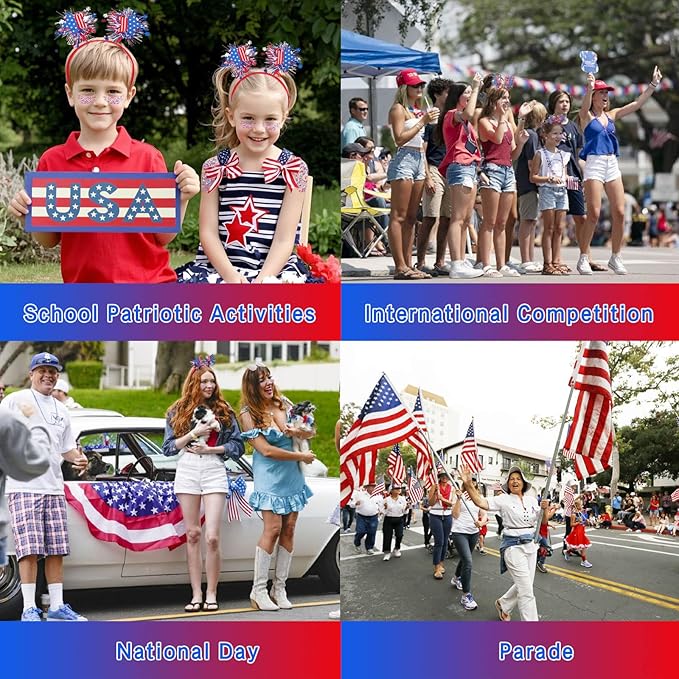 Red White Blue Patriotic Face Glitter & USA Star Headband Set,4th of July Hair Glitter Accessories,Blue Body Glitter Makeup,Fourth of July Outfits for Women Girls Kids