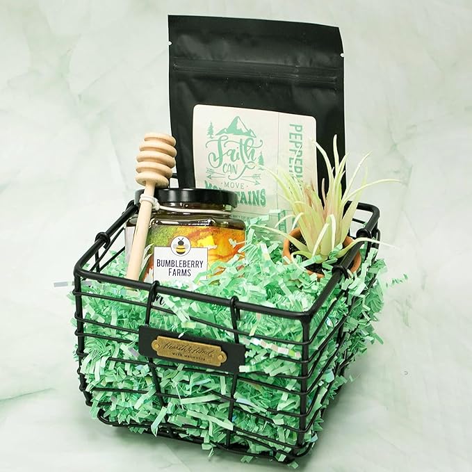Uptotop 2LB Crinkle Cut Paper Shred Filler for Gift Wrapping Basket Filling, Easter, St. Patrick's Day, Valentine's Day, Birthday, Christmas, Thanksgiving, Wedding, Mother's Day, Light Green