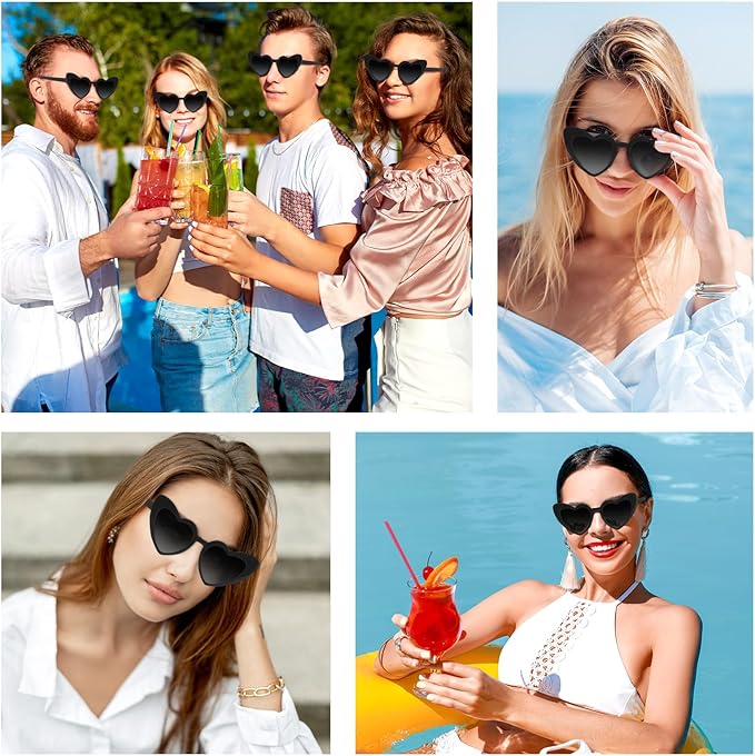 5/10/20 Pack Heart Sunglasses Bachelorette Vintage Heart Shaped Glasses for Wedding Bridesmaid Party Favor